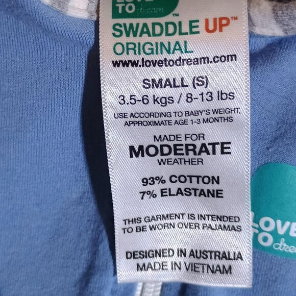 Love to Dream / Swaddle Up Sleep Sack / Unisex / Small 8–13 lbs / Blue / Moderat - Picture 2 of 8